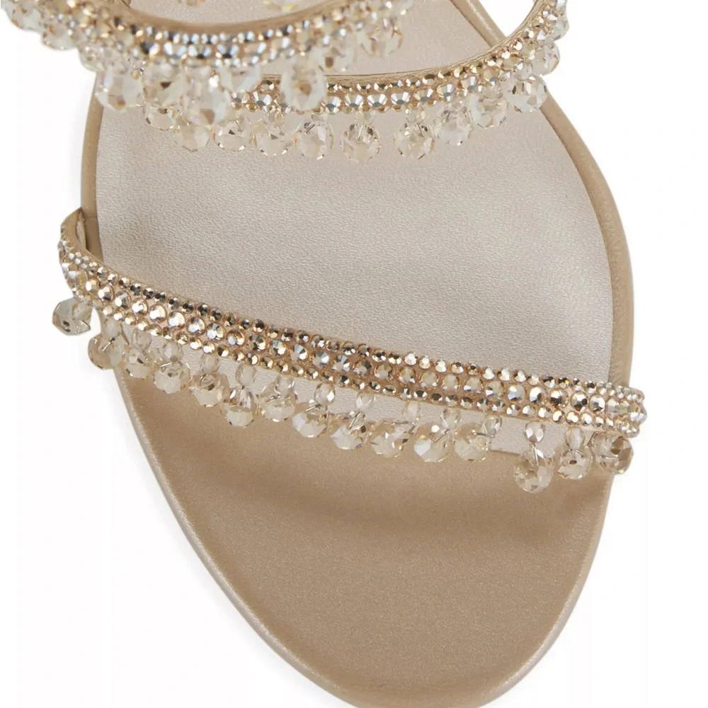 Rene Caovilla- Chandelier Embellished Leather Wrap Sandals - Picture 5 of 11